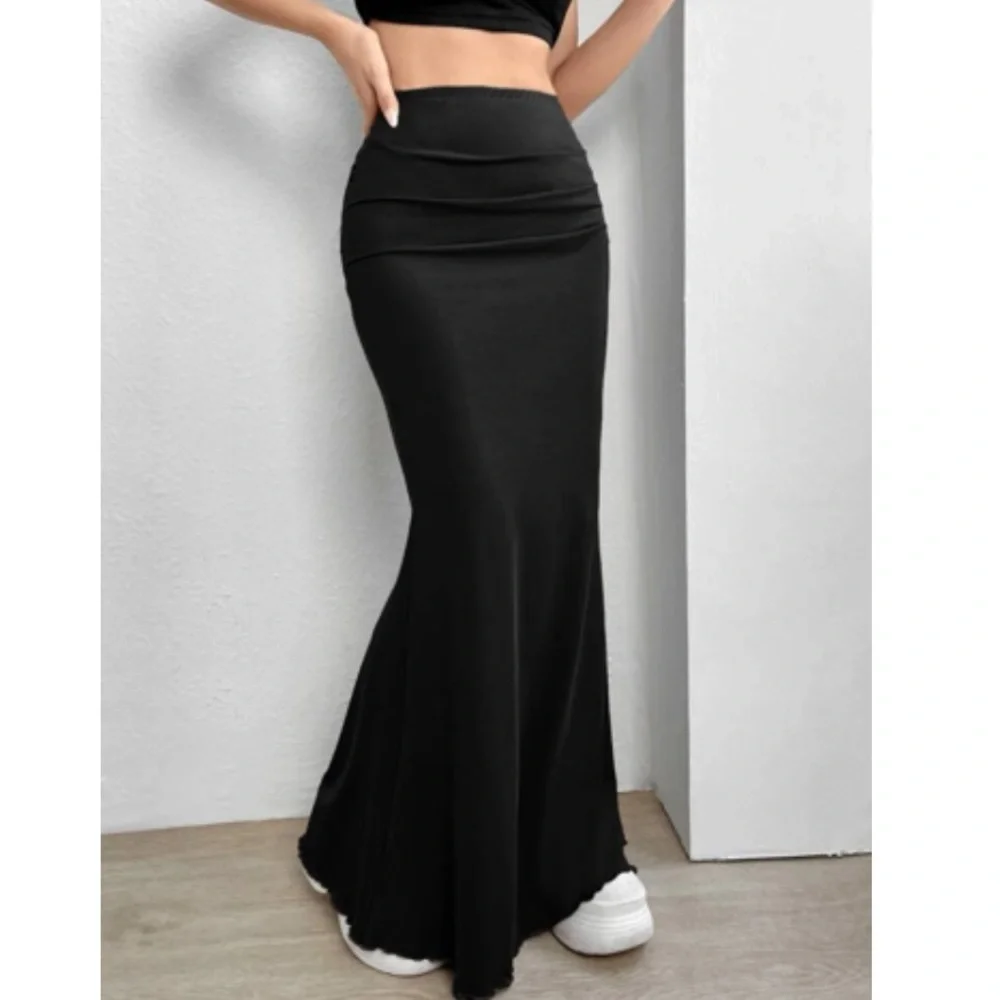 Boho bodycon mermaid hem maxi skirt